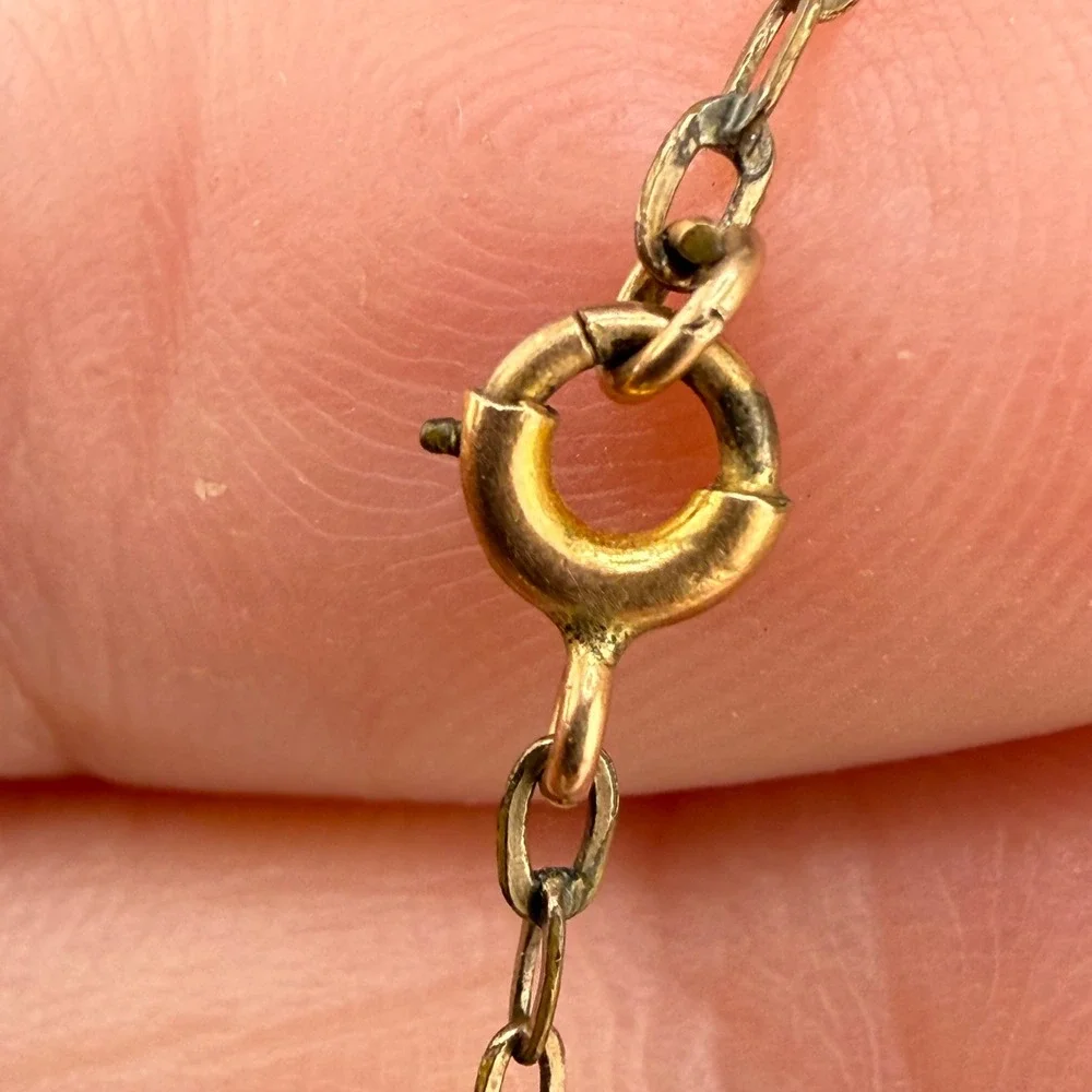 Vintage Heart Locket Necklace Gold Filled Horseshoe Engraved Luck  13in Biting